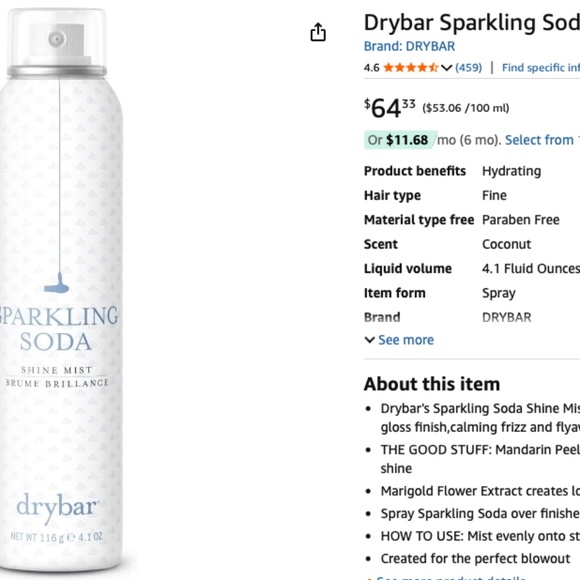 Drybar Sparkling Soda Shine Mist - Picture 3 of 9